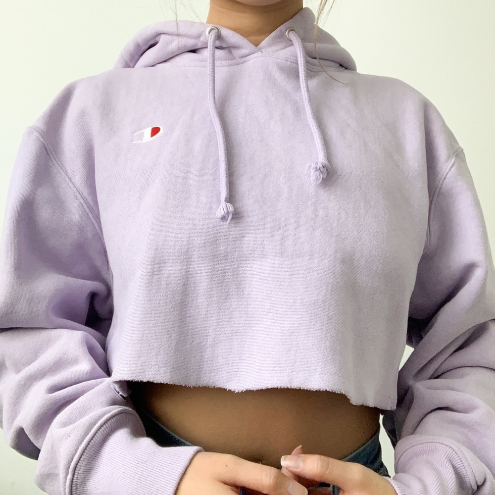 champion | purple crop hoodie